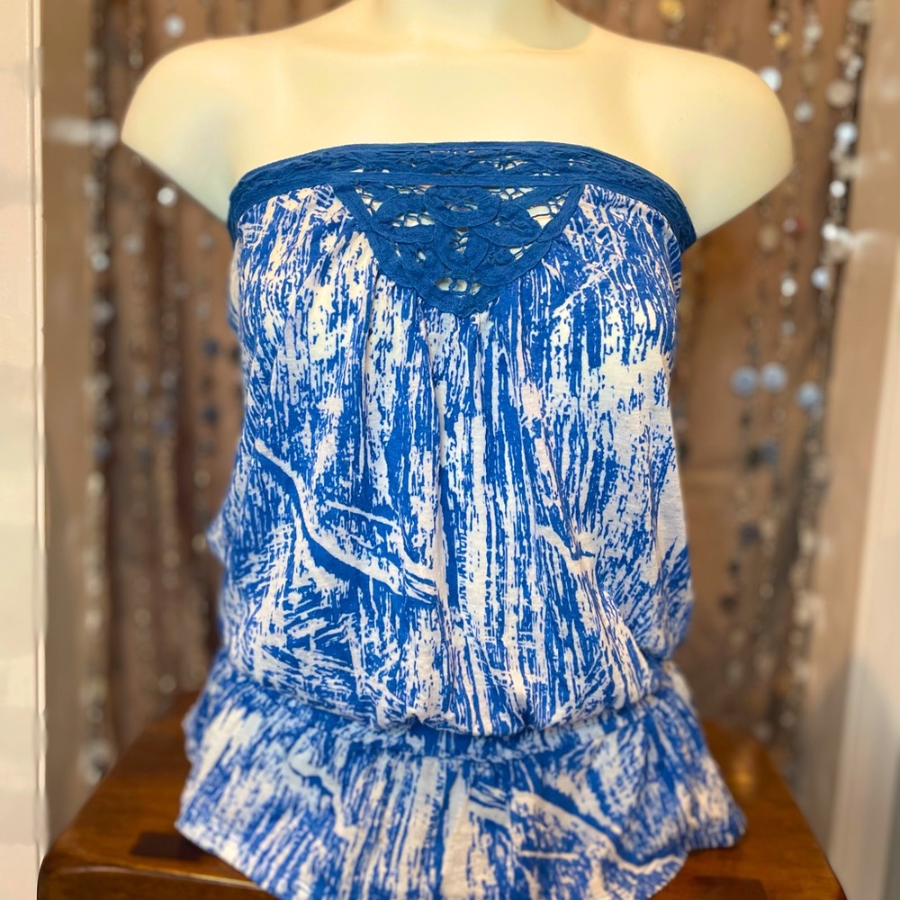 Crochet Detail Tube Top with Cinched Waist